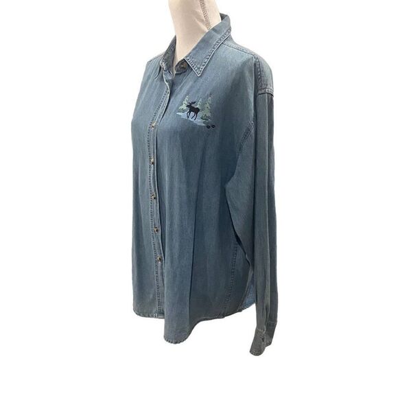 Outrageous Sports Button Down Denim Shirt - Picture 3 of 6